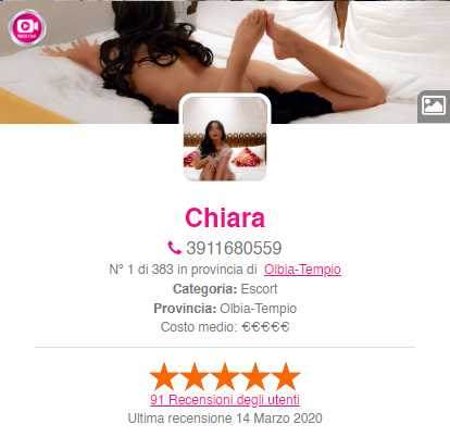 Chiara, Escort a Olbia