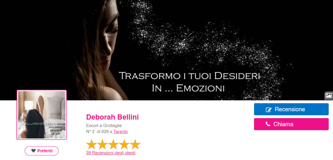 Deborah Bellini, escort a Lecce