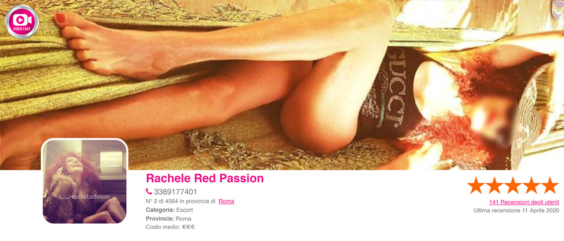 Rachele Red Passion, escort di Roma