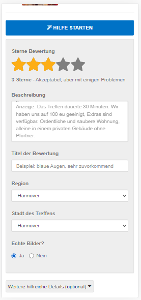 Beschreibe dein Erlebnis. Bei Bedarf gibt es die Hilfe in 4 Schritten